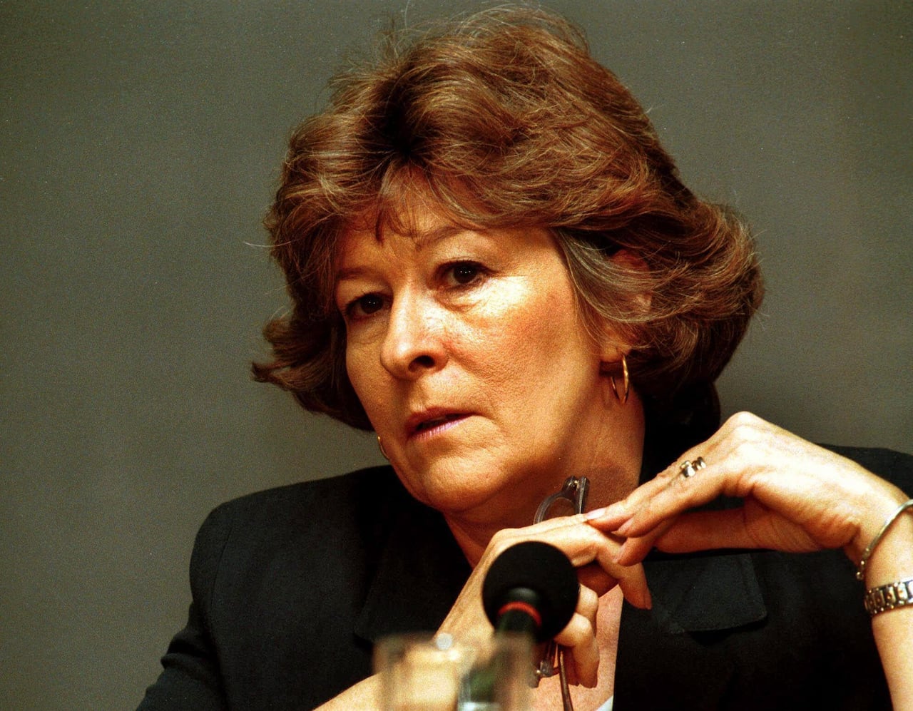 Louise Arbour, while serving as chief prosecutor of the Hague-based International War-Crimes Tribunal, speaks at the press conference in Sarajevo, Bosnia, Saturday, July 17, 1999.