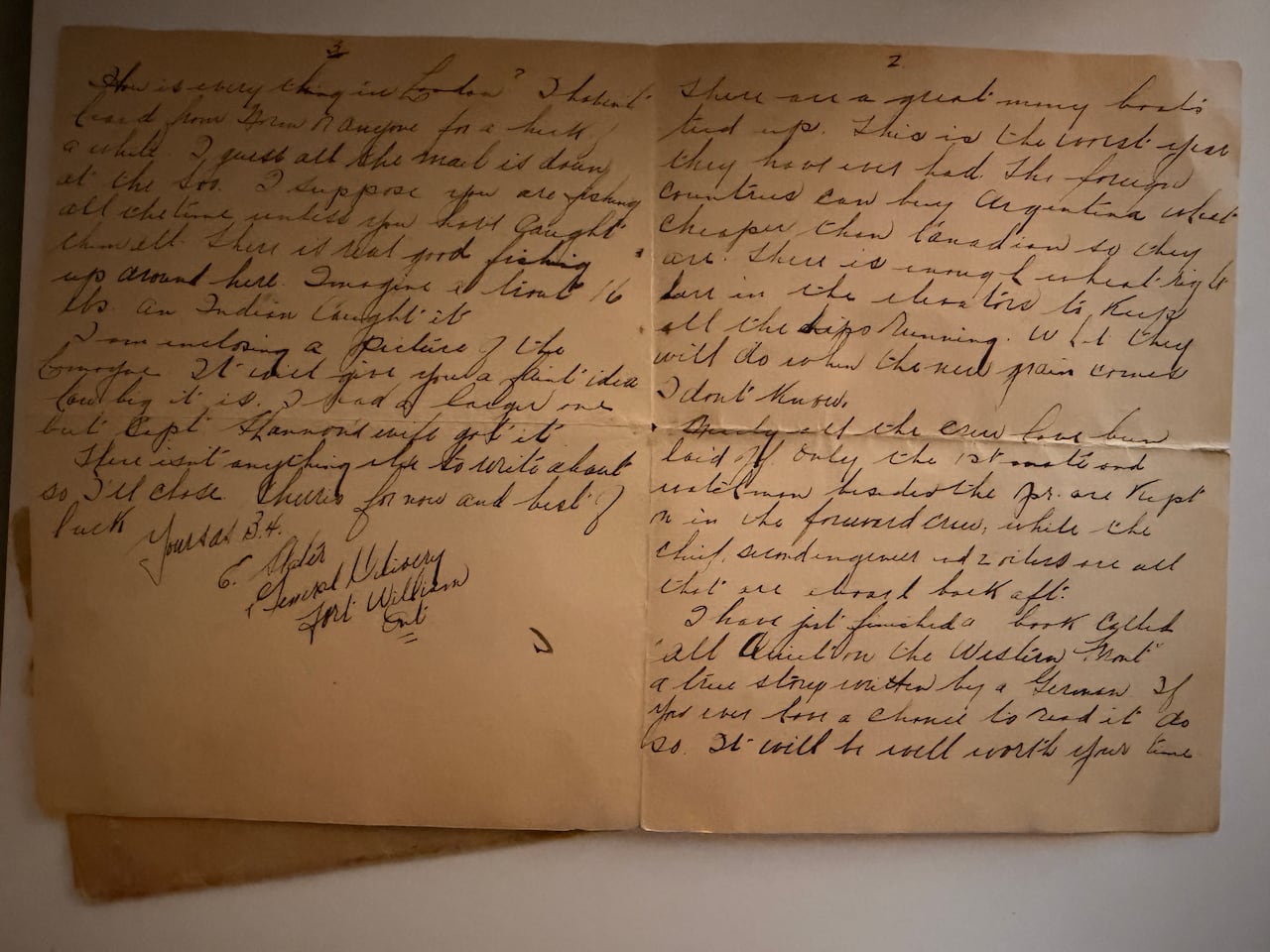 An excerpt of Charles Slater's 1929 letter to his father Samuel Henry Slater,