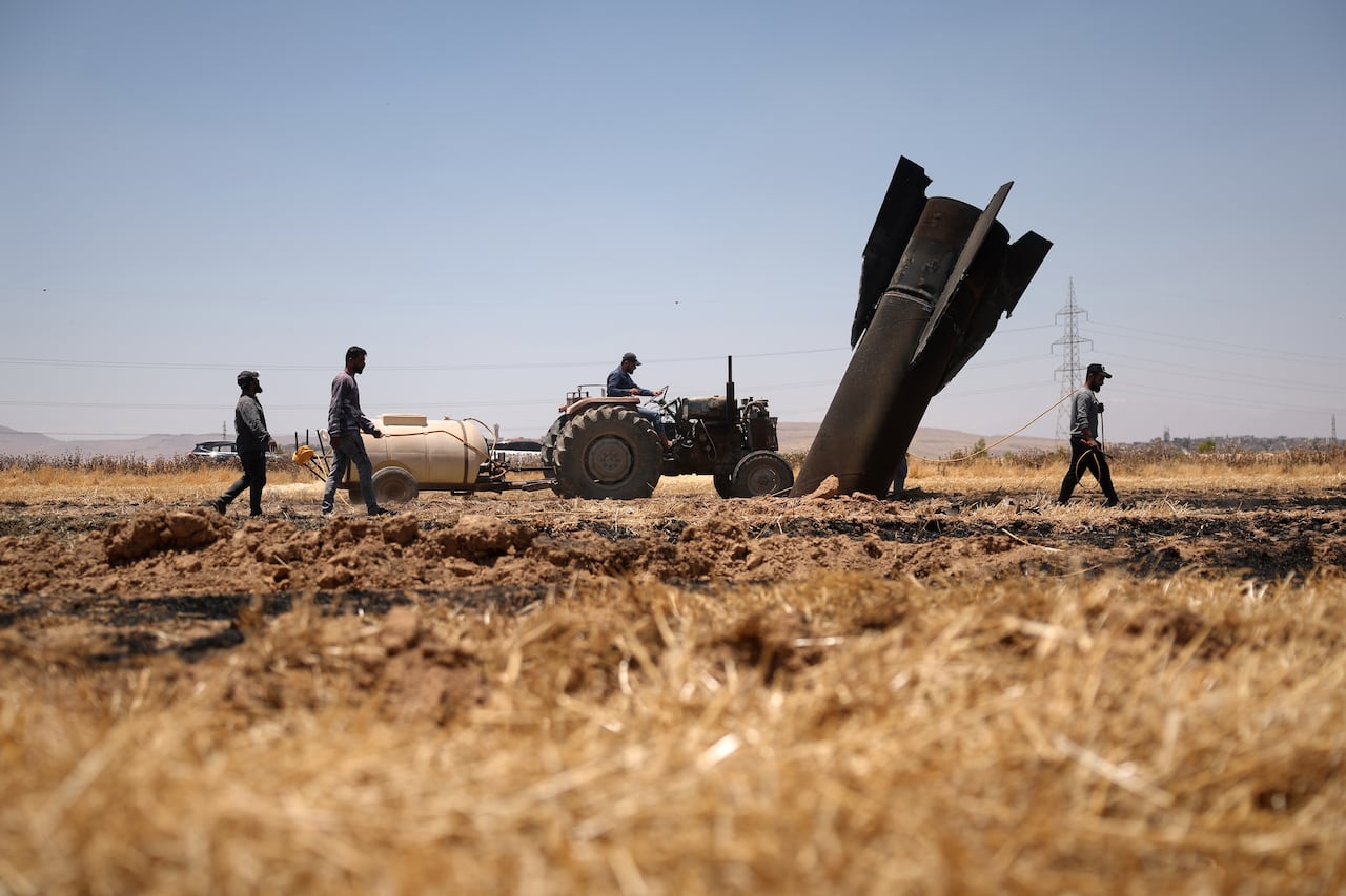 Debris from a missile in a field